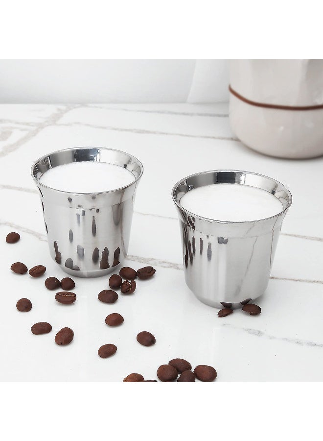 Easyworkz Stainless Steel Espresso Cup 2pcs Set Double Wall Insulated Metal Demitasse Cups 5 oz - Image 3
